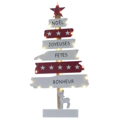Déco Et Objet De Noël|Feeric Lights & Christmas Sapin lumineux en bois à piles (H50 cm) Blanc chaud