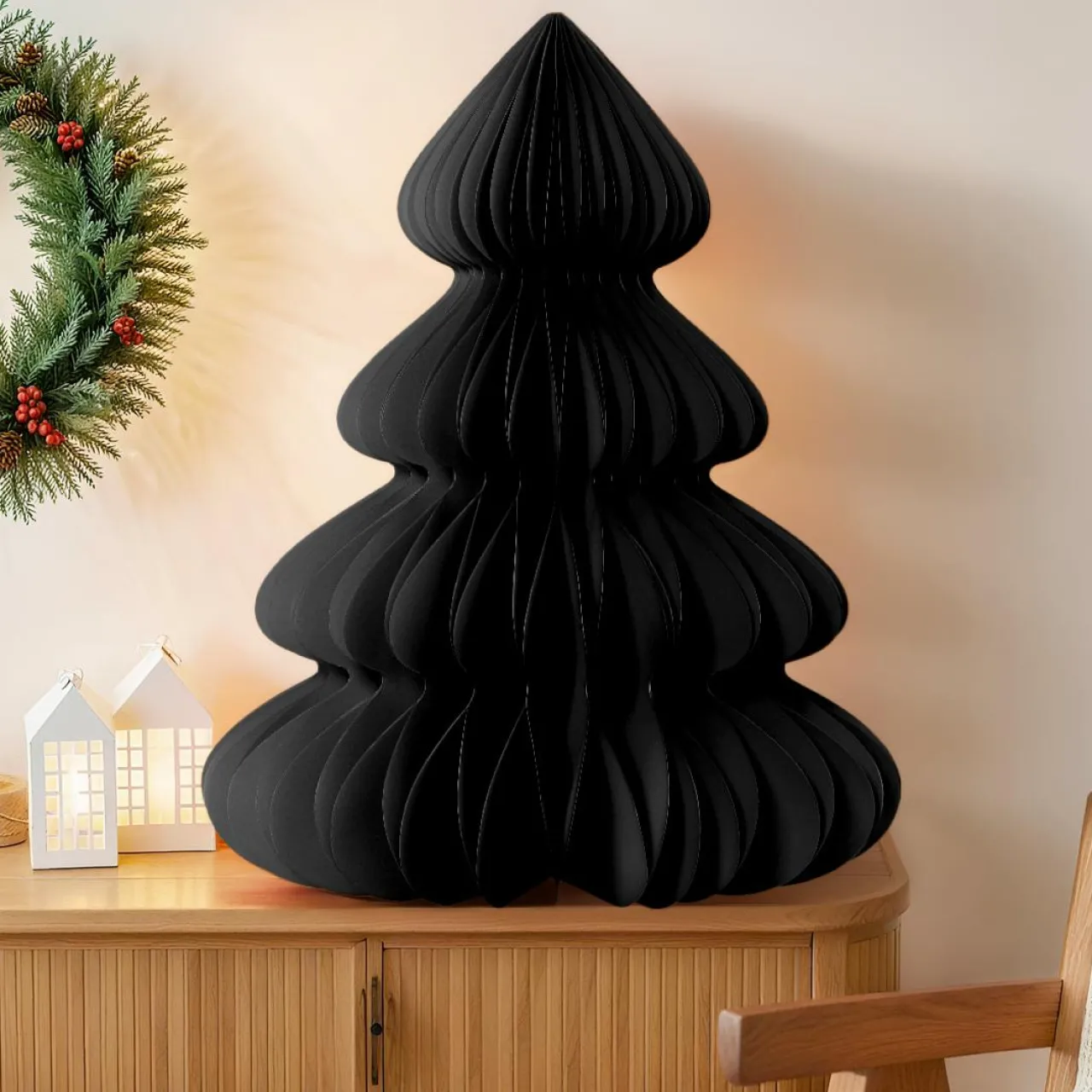 Déco Et Objet De Noël|KAEMINGK Sapin papier à poser (H90 cm) Fermeture Magnétique Noir