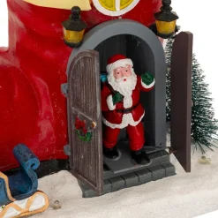 Village De Noël Lumineux|JJA Scène de vie animée et musicale (H22 cm) Botte du Père Noël Multicolore