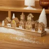 Village De Noël En Bois|Déco Et Objet Lumineux|KAEMINGK Scène de vie lumineuse à piles en bois (30 x H13 cm) Hameau féerique