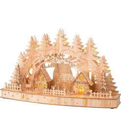 Village De Noël En Bois|KAEMINGK Scène de vie lumineuse à piles en bois (44 x H26 cm) Paysage nordique