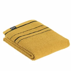 Linge De Bain|Serviette De Bain|TENDANCE Serviette de bain coton (50 x 90 cm) Black Line / noir Jaune ocre