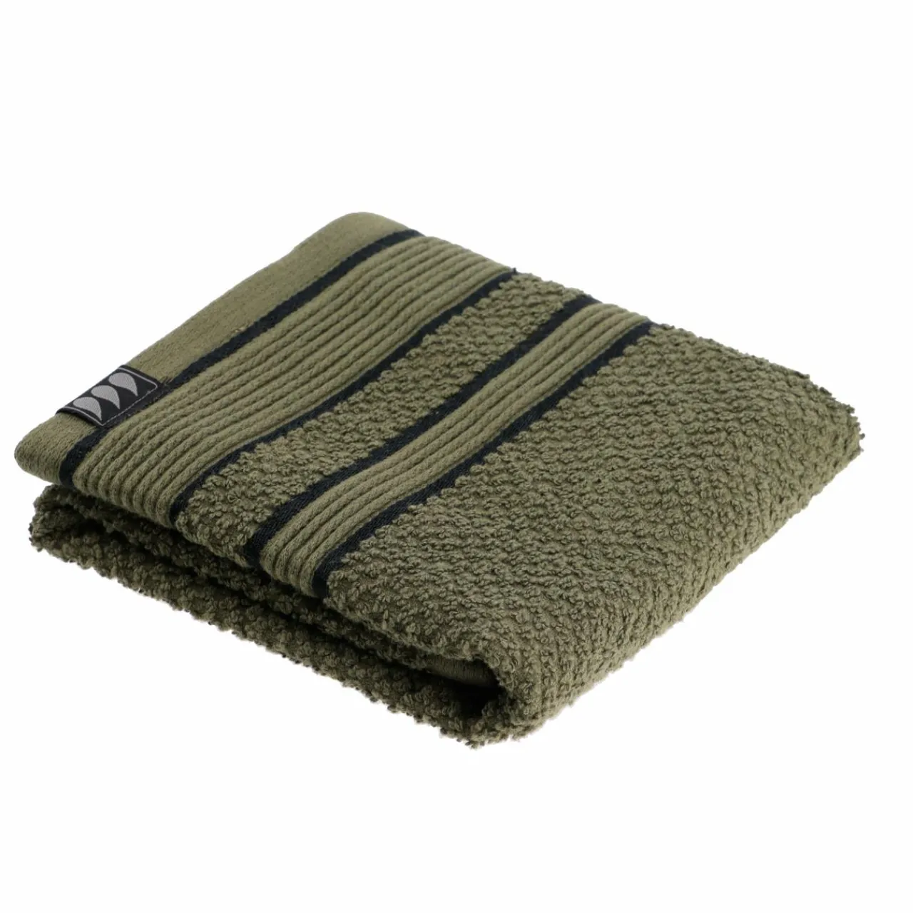 Linge De Bain|Serviette De Bain|TENDANCE Serviette de bain coton (30 x 50 cm) Black Line / noir Vert kaki