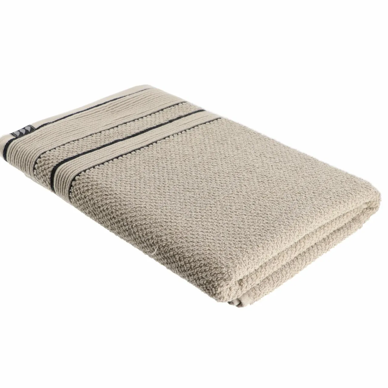 Linge De Bain|Serviette De Bain|TENDANCE Serviette de bain coton (70 x 130 cm) Black Line / noir Gris ficelle
