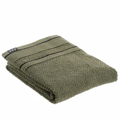 Linge De Bain|Serviette De Bain|TENDANCE Serviette de bain coton (50 x 90 cm) Black Line / noir Vert kaki