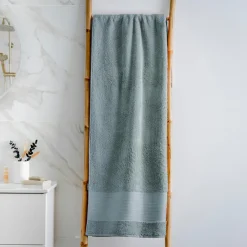 Linge De Bain|Serviette De Bain|EMINZA Serviette de bain coton bio (90 x 150 cm) Méline Bleu glacier