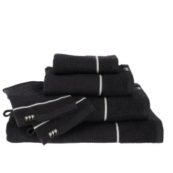 Linge De Bain|Serviette De Bain|TENDANCE Serviette de bain coton nid d'abeille (50 x 90 cm) Japandi Noir