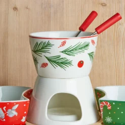 Vaisselle De Noël|KOOPMAN Set à fondue au chocolat en porcelaine Noël Gourmand Multicolore