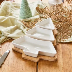 Vaisselle De Noël|KAEMINGK Set à tapas 3 assiettes (27 x 20 cm) Mon beau sapin Blanc