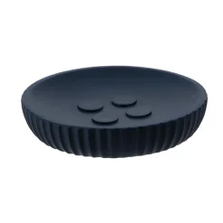 Accessoire Salle De Bain|TENDANCE Set d'accessoires salle de bain résine Strié Bleu marine