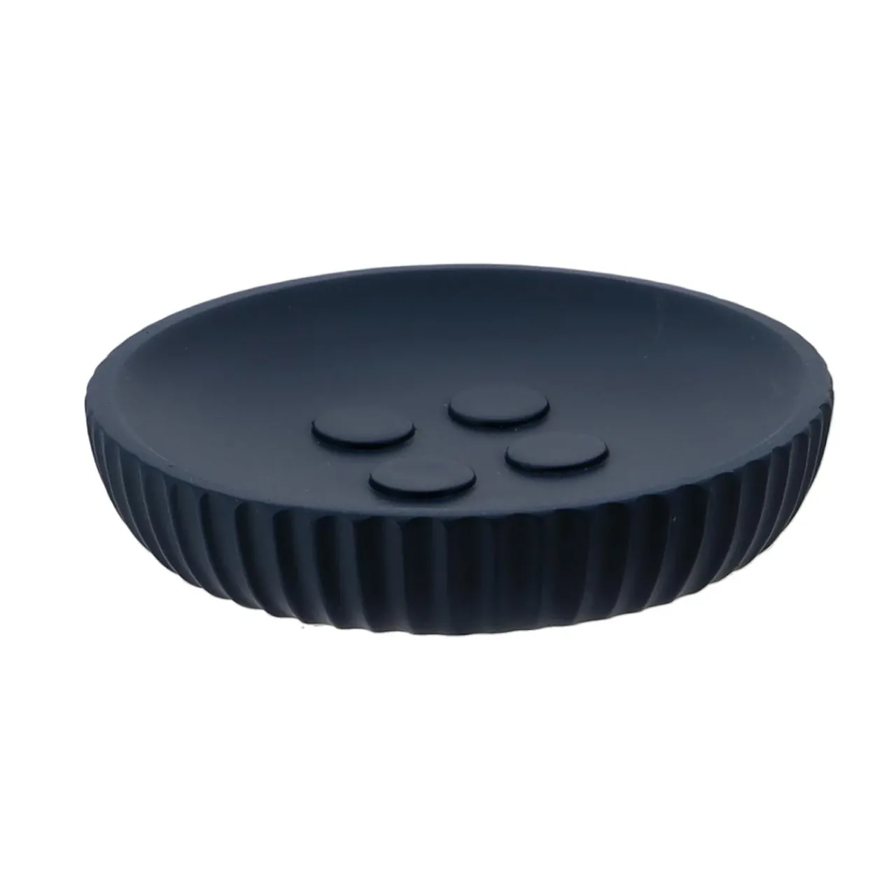 Accessoire Salle De Bain|TENDANCE Set d'accessoires salle de bain résine Strié Bleu marine