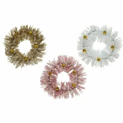 Déco De Table|KAEMINGK Set de 3 couronnes à parsemer (D6,5 cm) Festive Rose