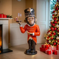 Personnage, Objet Grand Format|Père Noël, Animaux Et Personnage|KAEMINGK Singe de Noël Géant (H152 cm) Wilhem à votre service Noir