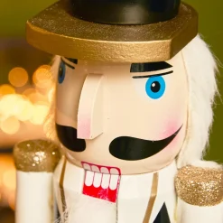 Père Noël, Animaux Et Personnage|KAEMINGK Soldat Casse-noisette en bois (H50 cm) Gaby et son tambour Impérial Blanc