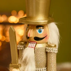 Père Noël, Animaux Et Personnage|KAEMINGK Soldat Casse-noisette en bois (H25 cm) Chevalier Champagne Or