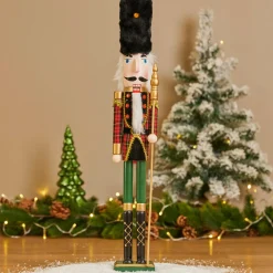 Père Noël, Animaux Et Personnage|KAEMINGK Soldat Casse-noisette en bois (H61 cm) Ernest et Toque d'ours Noir