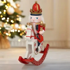 Père Noël, Animaux Et Personnage|Feeric Lights & Christmas Soldat casse-noisette (H29 cm) Cheval à bascule Rouge