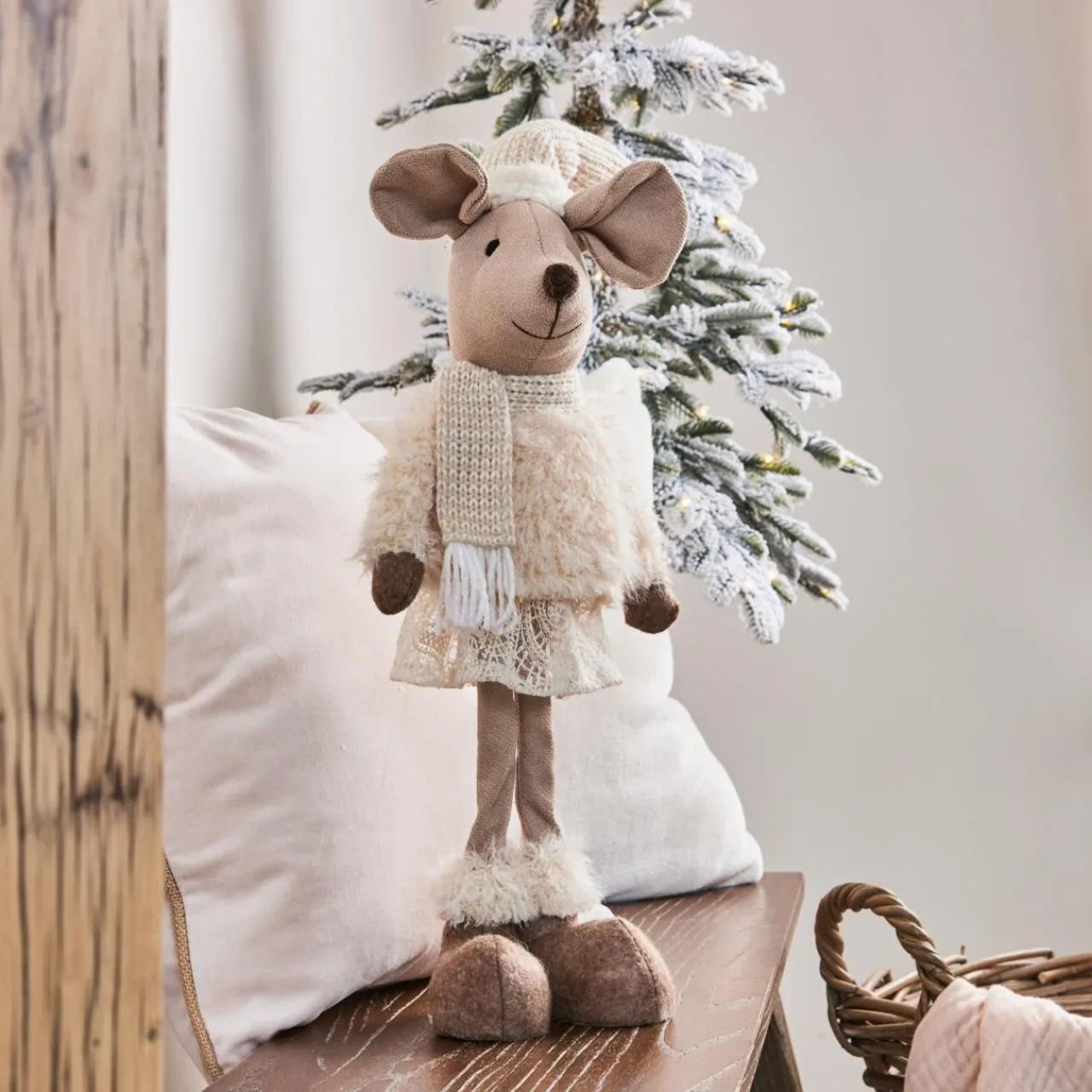 Père Noël, Animaux Et Personnage|KAEMINGK Souris debout (H60 cm) Mazette douceur Beige