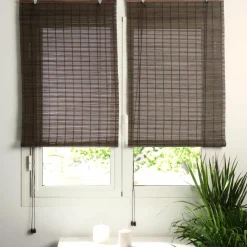 Store|LUANCE Store enrouleur à lattes (40 x 180 cm) Bambou Chocolat Marron