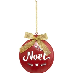 Décoration De Sapin|Feeric Lights & Christmas Suspension de fête (H12 cm) Rond Noël Rouge