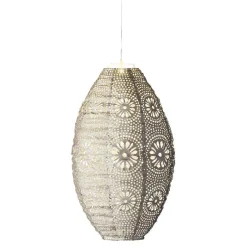 Luminaire Jardin|Eclairage Extérieur|#N/A Suspension de jardin solaire (H38 cm) Lanterne ajourée Marron clair