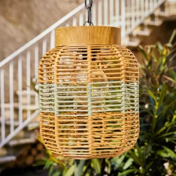 Luminaire Jardin|Eclairage Extérieur|#N/A Suspension de jardin solaire résine tressée LED (D20 cm) Toscane Vert