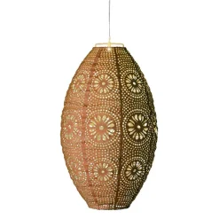 Luminaire Jardin|Eclairage Extérieur|#N/A Suspension de jardin solaire (H38 cm) Lanterne ajourée Marron