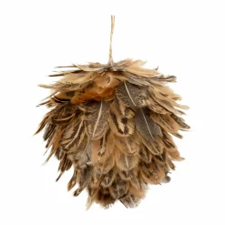 Décoration De Sapin|FEERIC LIGHTS Suspension de Noël (D12 cm) Jolies Plumes Marron