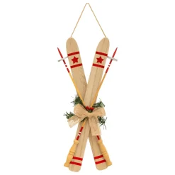 Déco Et Objet De Noël|JJA Suspension de Noël en bois (H45 cm) Paire de ski Naturel