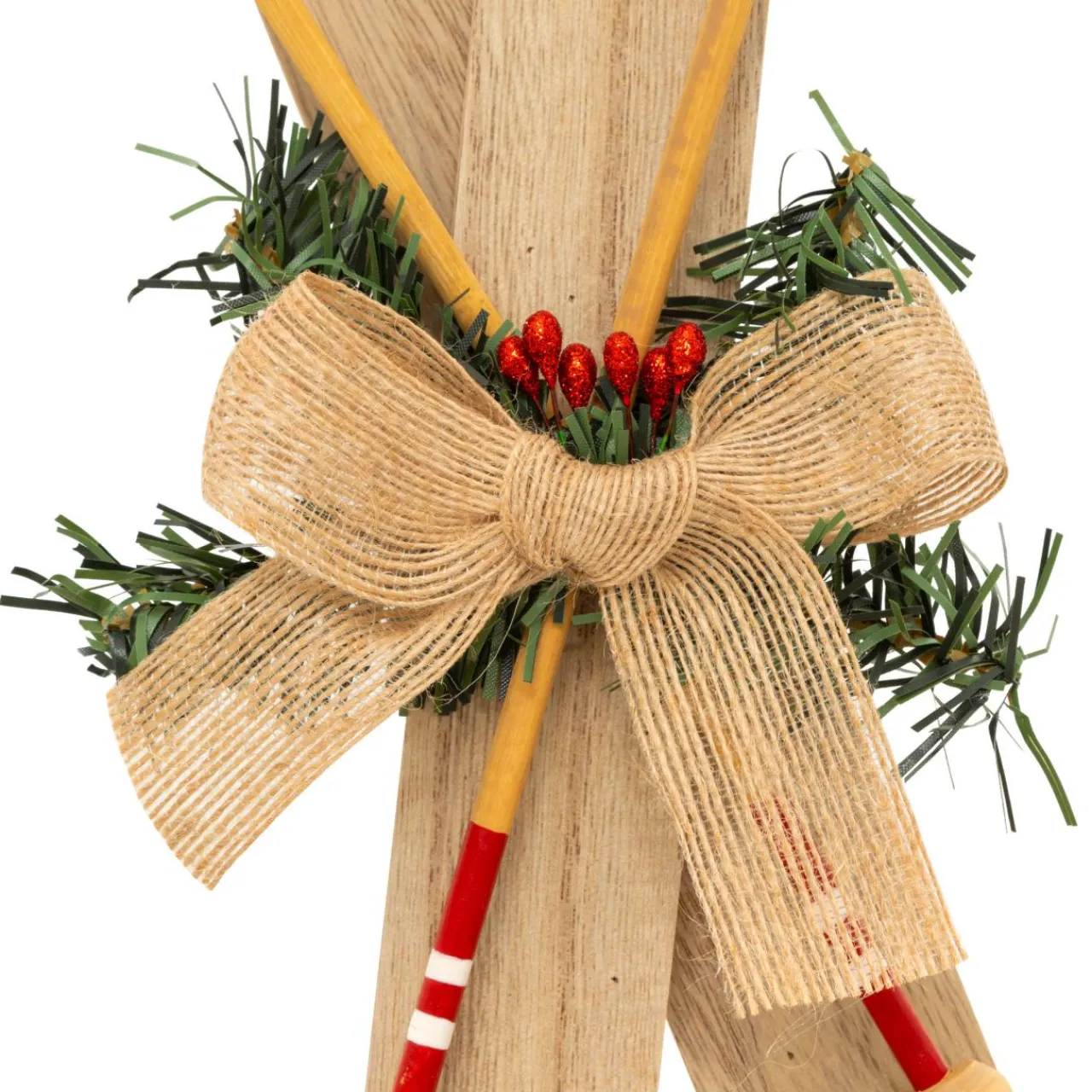 Déco Et Objet De Noël|JJA Suspension de Noël en bois (H45 cm) Paire de ski Naturel