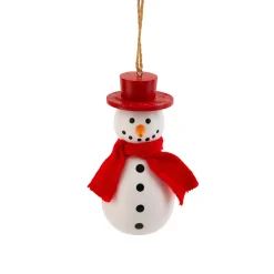 Décoration De Sapin|JJA Suspension de Noël en bois (H10 cm) Charmant bonhomme de neige et blanc Rouge
