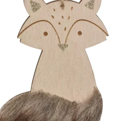 Décoration De Sapin|JJA Suspension de Noël en bois (H12 cm) Renard douce fourrure Marron