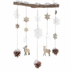 Déco Et Objet De Noël|KAEMINGK Suspension de Noël en bois (H75 cm) Floconet enneigé Naturel