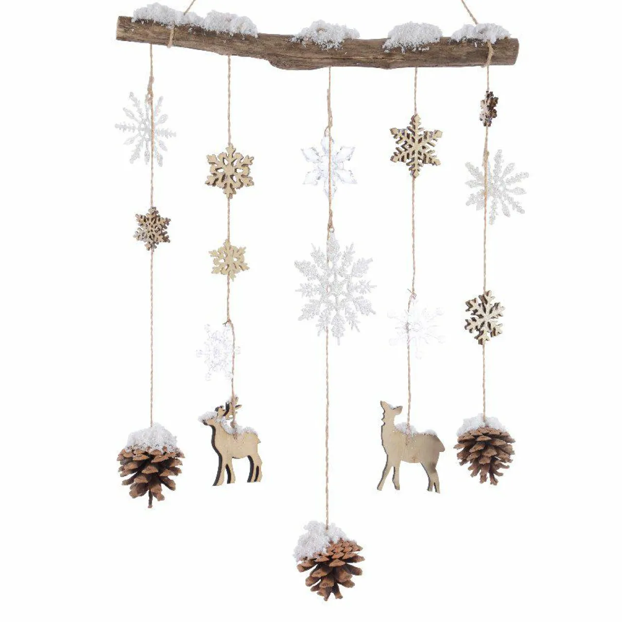Déco Et Objet De Noël|KAEMINGK Suspension de Noël en bois (H75 cm) Floconet enneigé Naturel