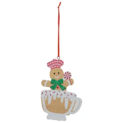 Décoration De Sapin|FEERIC LIGHTS Suspension de Noël en bois (H12 cm) Bonhomme cuisinier et tasse Multicolore