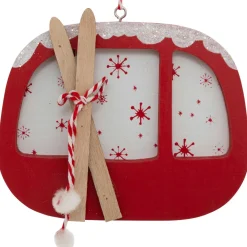 Décoration De Sapin|JJA Suspension de Noël en bois (H12,5 cm) Télécabine de Savoie Rouge