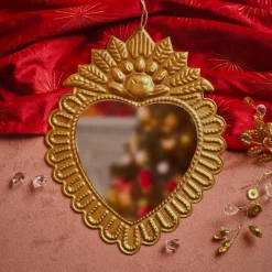 Décoration De Sapin|KAEMINGK Suspension de Noël en métal (H20 cm) Miroir Exvoto Dé Or