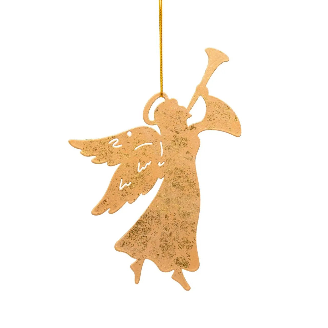 Décoration De Sapin|JJA Suspension de Noël en métal (H17 cm) Ange trompette Dé Or