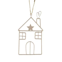 Décoration De Sapin|KAEMINGK Suspension de Noël en métal (H13 cm) Maison d'hiver Rose