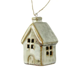 Décoration De Sapin|KAEMINGK Suspension de Noël en porcelaine (H7 cm) Maison douce Ivoire