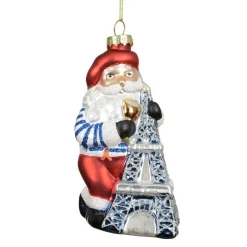 Décoration De Sapin|KAEMINGK Suspension de Noël en verre (H14 cm) Père Noël Parisien Multicolore