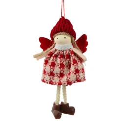 Décoration De Sapin|KAEMINGK Suspension de Noël (H13 cm) Ange Isy Rouge