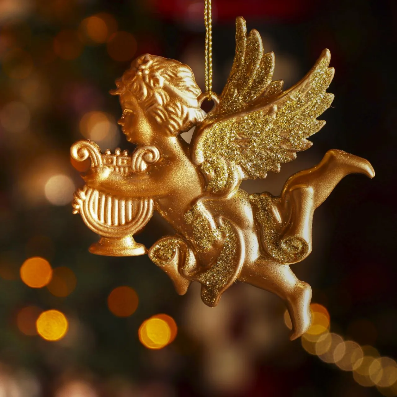 Décoration De Sapin|KAEMINGK Suspension de Noël (H9 cm) Ange gardien pailleté Or