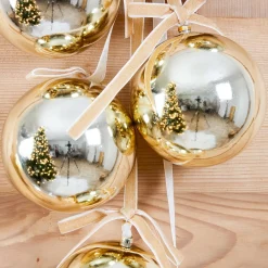 Déco Et Objet De Noël|JJA Suspension de Noël (H70 cm) Boules et nœud velours Dé Or