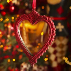 Décoration De Sapin|KAEMINGK Suspension de Noël (H14 cm) Cœur bohème Rouge