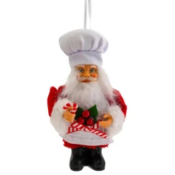 Décoration De Sapin|JJA Suspension de Noël (H13 cm) Père Noël Pâtissier Rouge et Blanc