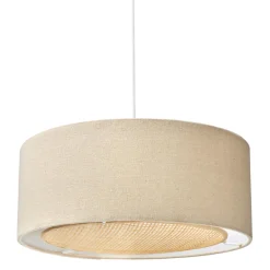 Lampe Suspension|OSTARIA Suspension lin et bambou (D35 cm) Ambre Beige