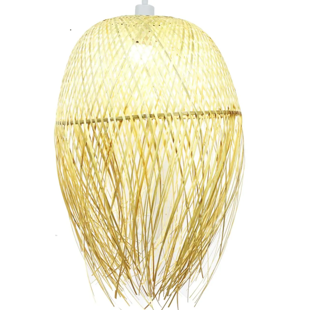 Lampe Suspension|EMINZA Suspension lumineuse à franges en bambou (H70 cm) Huelva Naturel