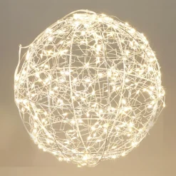 Déco Et Objet Lumineux|KOOPMAN Suspension lumineuse 300 micro LED (D25 cm) Lueur Polaire et blanc chaud Argent