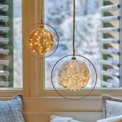 Déco Et Objet De Noël|Déco Et Objet Lumineux|KAEMINGK Suspension lumineuse à piles 30 LED (D20 cm) Lune d’Hiver et blanc chaud Ambre